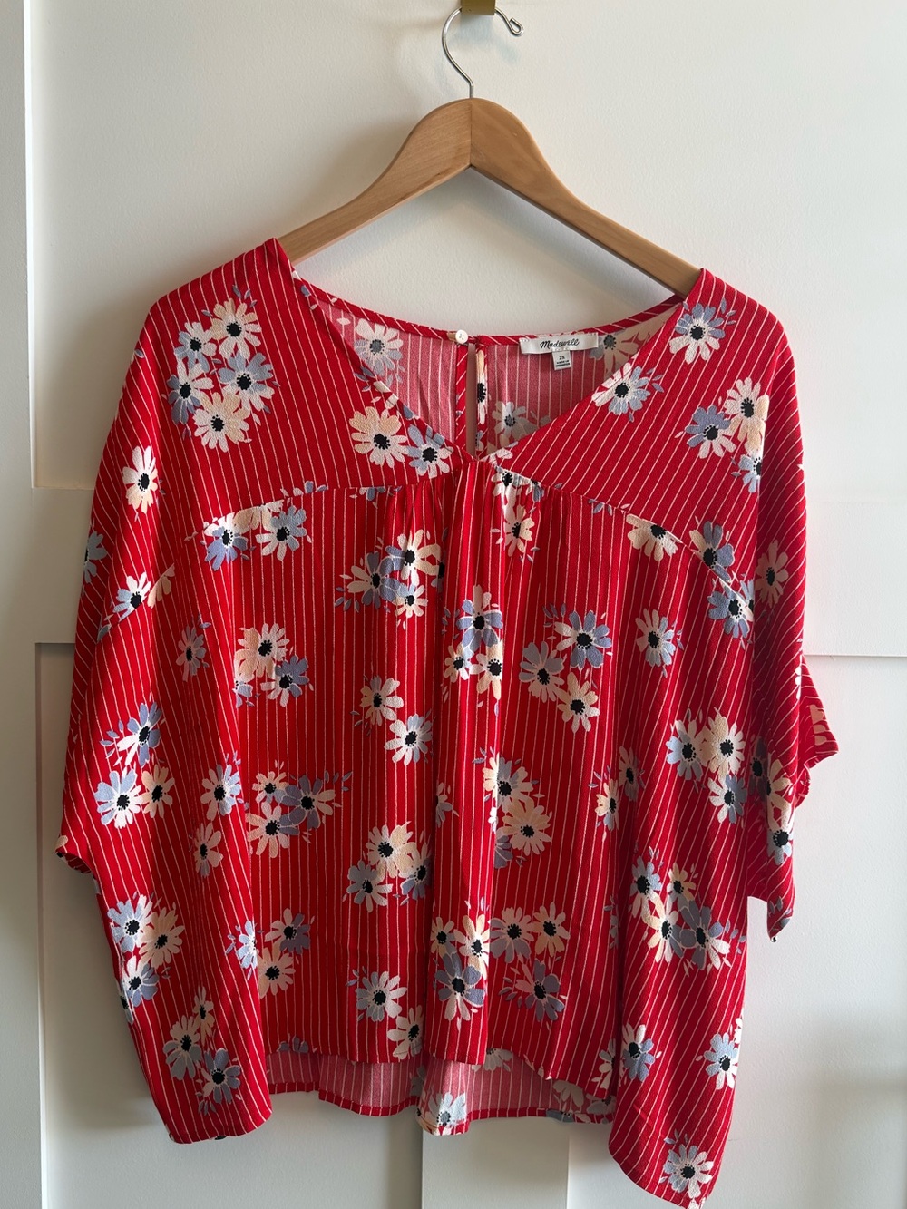 Madewell Red Floral Stripe Tunic Top